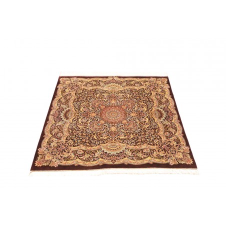 Tappeto Ghom seta Persia marrone beige 96x108
