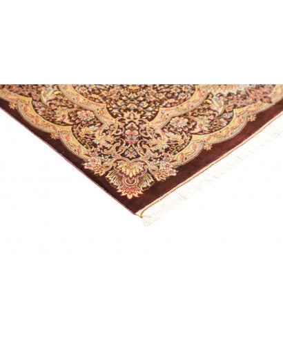 Tappeto Ghom seta Persia marrone beige 96x108