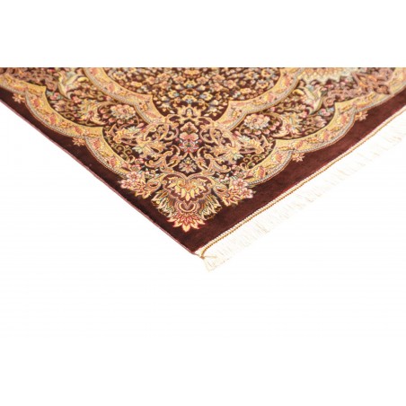 Tappeto Ghom seta Persia marrone beige 96x108