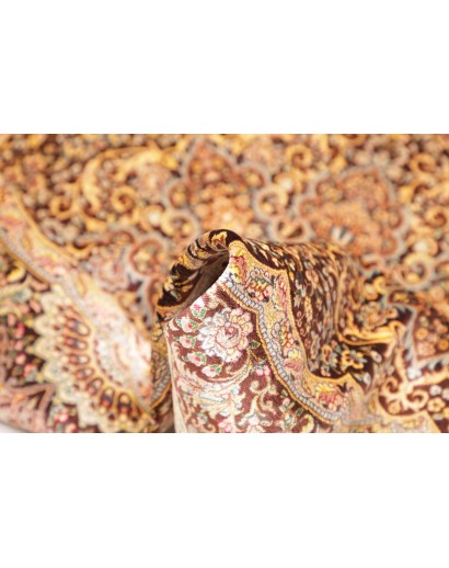 Tappeto Ghom seta Persia marrone beige 96x108