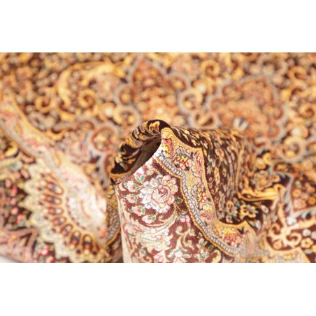 Tappeto Ghom seta Persia marrone beige 96x108