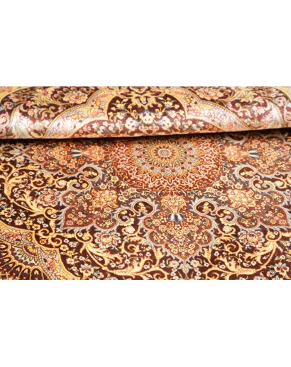 Tappeto Ghom seta Persia marrone beige 96x108