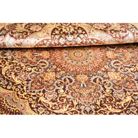 Tappeto Ghom seta Persia marrone beige 96x108