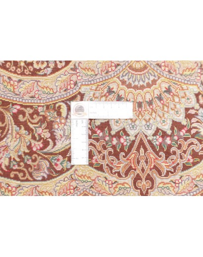 Tappeto Ghom seta Persia marrone beige 96x108