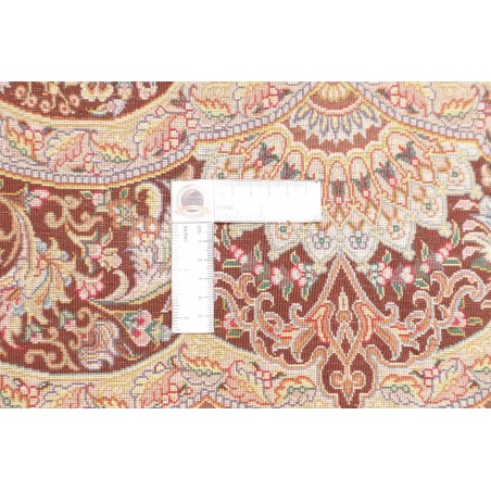 Tappeto Ghom seta Persia marrone beige 96x108