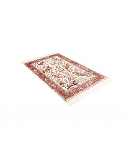 Tappeto Ghom seta Persia giallo marrone 100x153