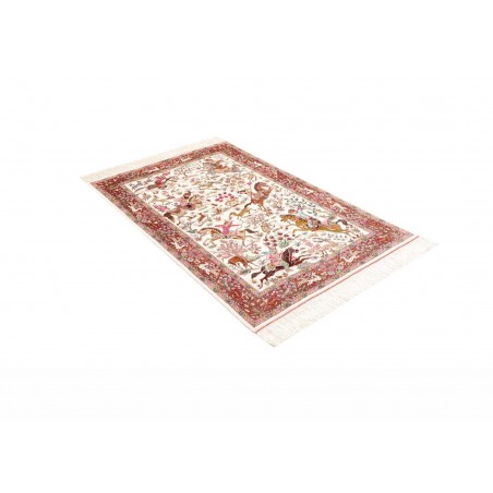Tappeto Ghom seta Persia giallo marrone 100x153
