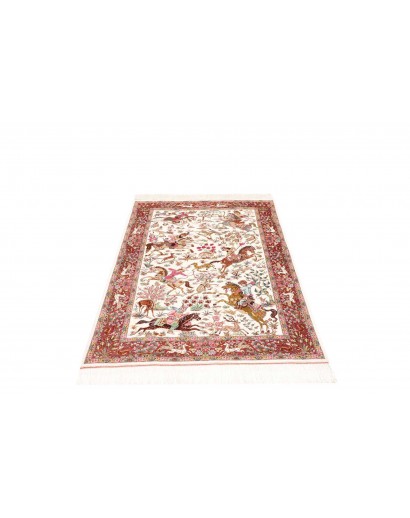 Tappeto Ghom seta Persia giallo marrone 100x153