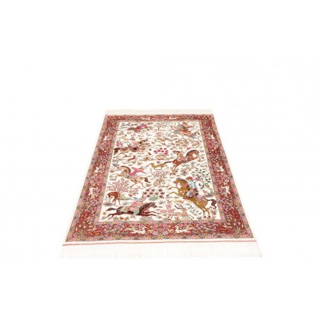 Tappeto Ghom seta Persia giallo marrone 100x153