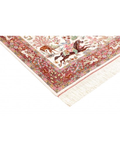 Tappeto Ghom seta Persia giallo marrone 100x153