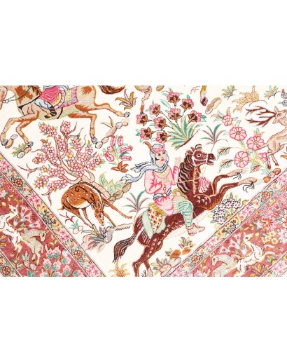 Tappeto Ghom seta Persia giallo marrone 100x153