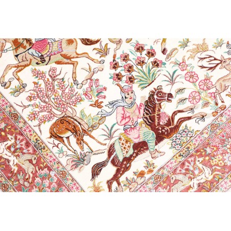 Tappeto Ghom seta Persia giallo marrone 100x153