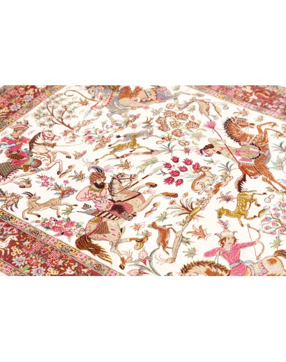 Tappeto Ghom seta Persia giallo marrone 100x153