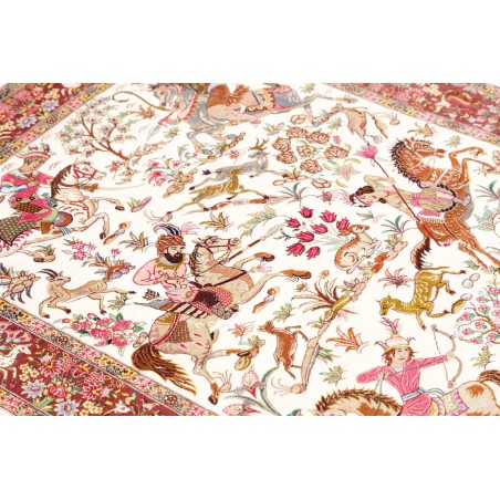 Tappeto Ghom seta Persia giallo marrone 100x153