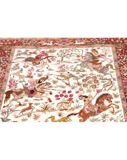 Tappeto Ghom seta Persia giallo marrone 100x153