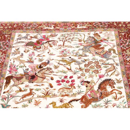 Tappeto Ghom seta Persia giallo marrone 100x153