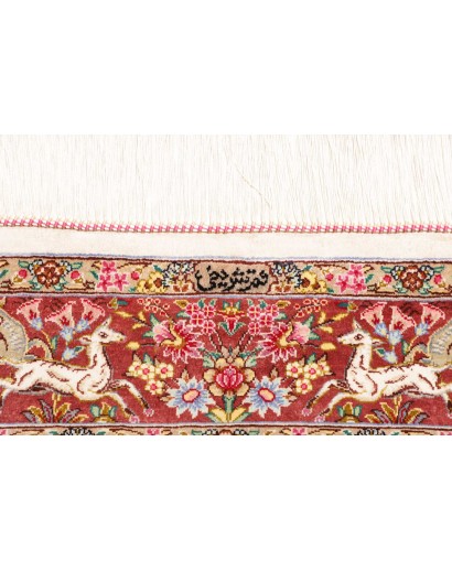 Tappeto Ghom seta Persia giallo marrone 100x153