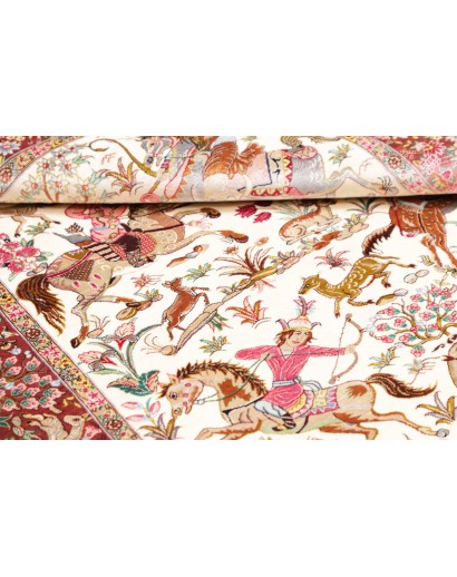 Tappeto Ghom seta Persia giallo marrone 100x153
