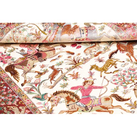 Tappeto Ghom seta Persia giallo marrone 100x153