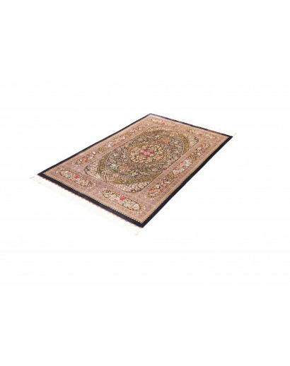 Tappeto Ghom seta Persia marrone verde 101x155