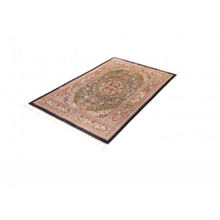 Tappeto Ghom seta Persia marrone verde 101x155