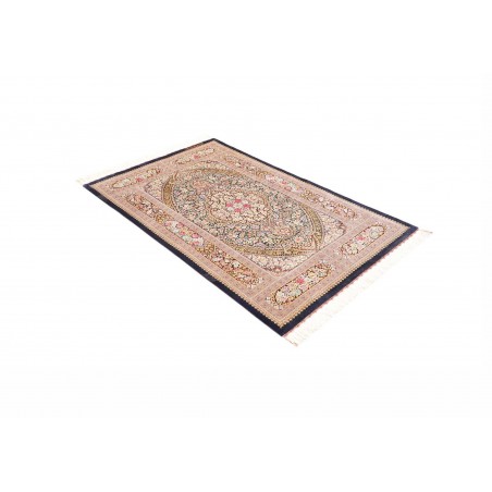 Tappeto Ghom seta Persia marrone verde 101x155