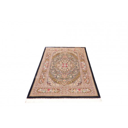 Tappeto Ghom seta Persia marrone verde 101x155