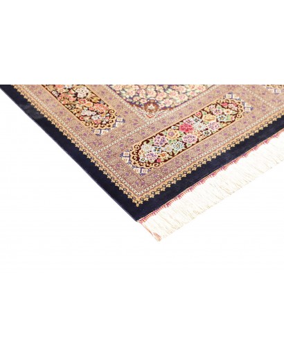 Tappeto Ghom seta Persia marrone verde 101x155