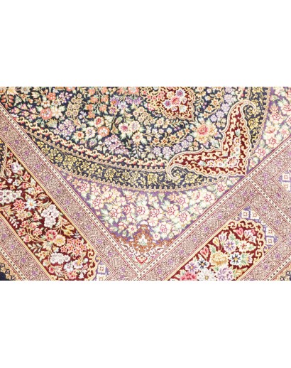 Tappeto Ghom seta Persia marrone verde 101x155