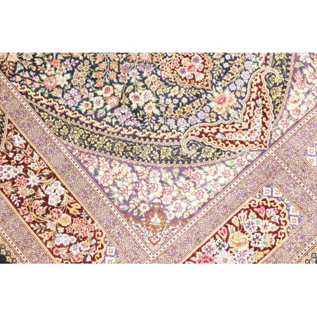 Tappeto Ghom seta Persia marrone verde 101x155