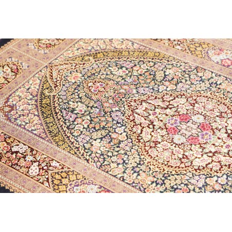Tappeto Ghom seta Persia marrone verde 101x155