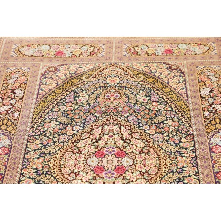 Tappeto Ghom seta Persia marrone verde 101x155