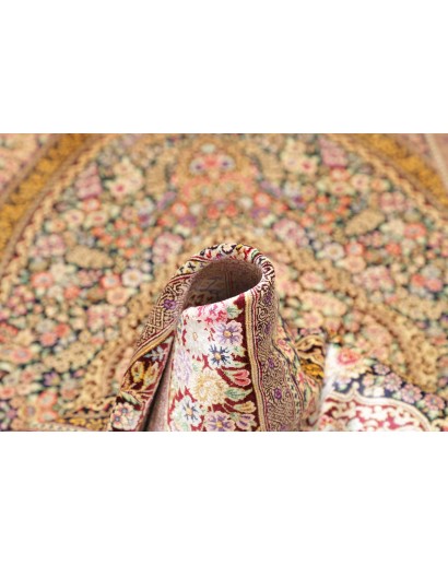 Tappeto Ghom seta Persia marrone verde 101x155