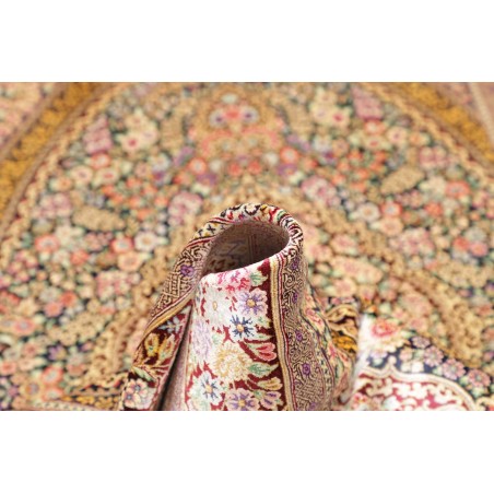 Tappeto Ghom seta Persia marrone verde 101x155