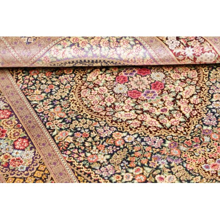 Tappeto Ghom seta Persia marrone verde 101x155