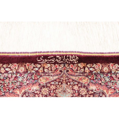 Tappeto Ghom seta Persia bianco 100x143