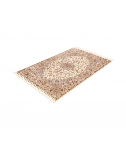 Tappeto Ghom seta Persia giallo marrone 100x150
