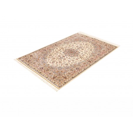 Tappeto Ghom seta Persia giallo marrone 100x150