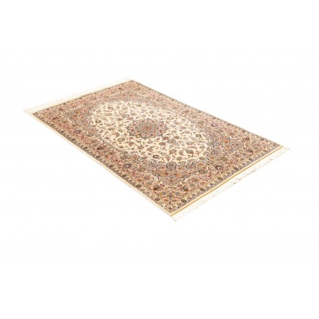 Tappeto Ghom seta Persia giallo marrone 100x150
