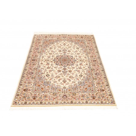 Tappeto Ghom seta Persia giallo marrone 100x150