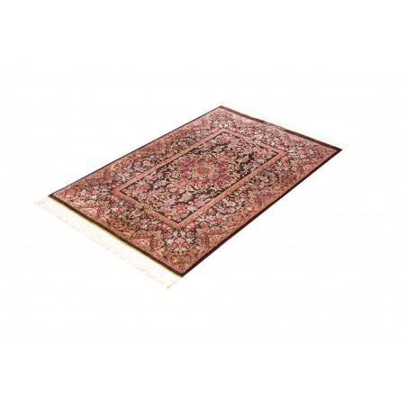 Tappeto Ghom seta Persia marrone azzurro 80x120