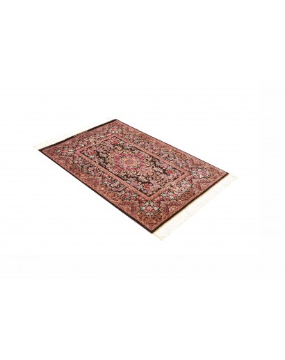 Tappeto Ghom seta Persia marrone azzurro 80x120