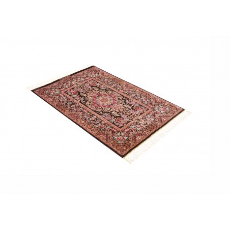 Tappeto Ghom seta Persia marrone azzurro 80x120