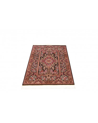 Tappeto Ghom seta Persia marrone azzurro 80x120
