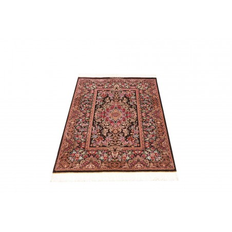 Tappeto Ghom seta Persia marrone azzurro 80x120