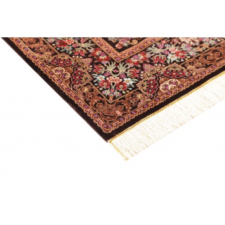 Tappeto Ghom seta Persia marrone azzurro 80x120