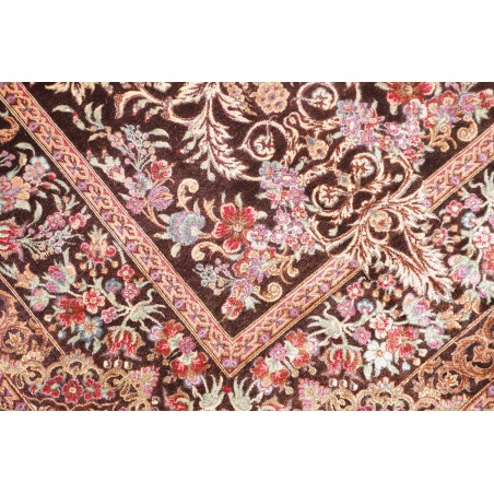 Tappeto Ghom seta Persia marrone azzurro 80x120