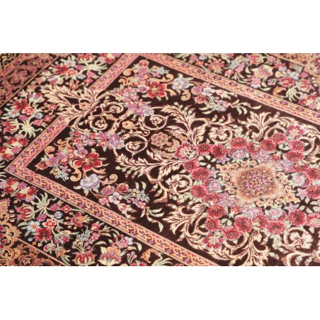Tappeto Ghom seta Persia marrone azzurro 80x120