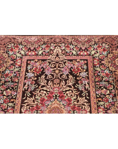 Tappeto Ghom seta Persia marrone azzurro 80x120