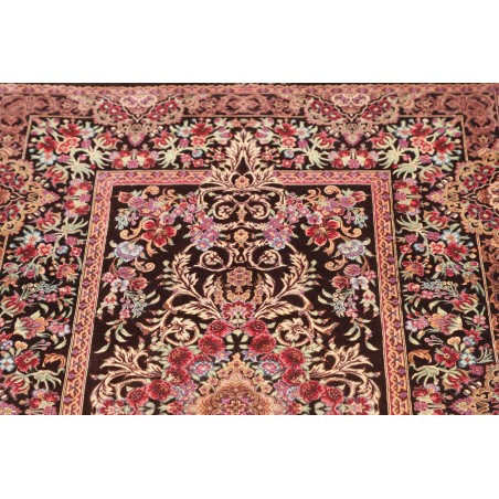 Tappeto Ghom seta Persia marrone azzurro 80x120
